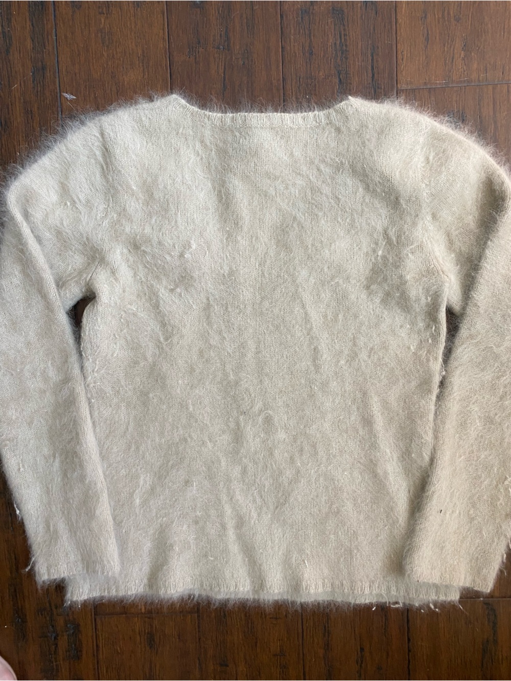Banana Republic Cream Rabbit Fur Fuzzy V-Neck Sweater - Picture 3 of 3